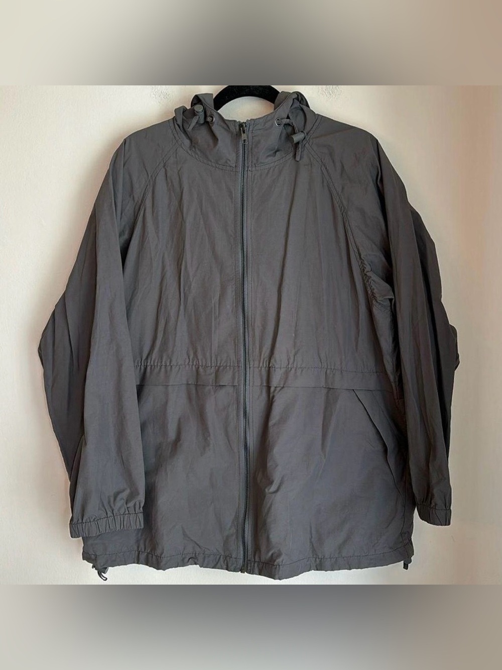 Eileen Fisher Petite PP Cotton Nylon Hooded Zip Jacket Gray Taupe (2-4)